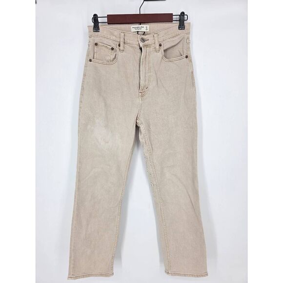 Abercrombie & Fitch Women's light brown ankle straight ultra high rise jeans Siz - Picture 1 of 5